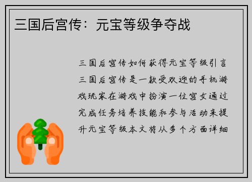 三国后宫传：元宝等级争夺战